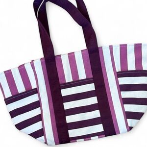 Victoria Secret PINK Striped Purple and White Tote Bag
